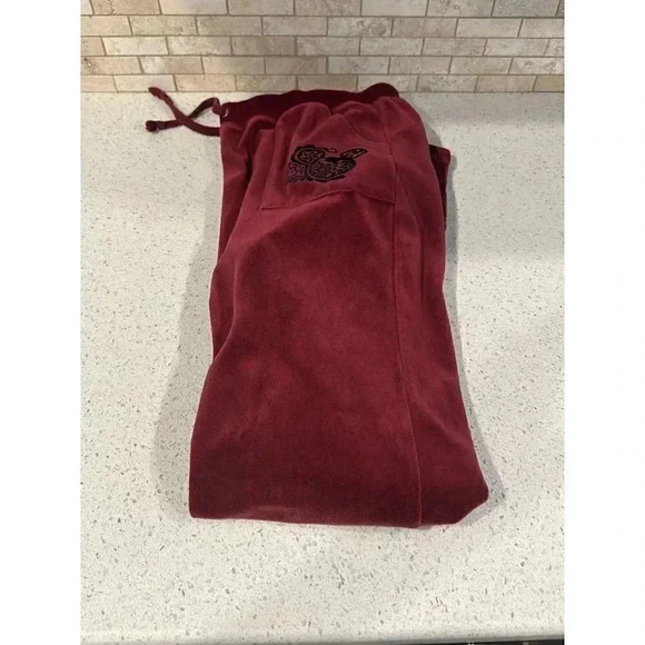 Disney Parks Hidden Mickey Maroon Velour 2 Piece Track Suit BP - Picture 7 of 11